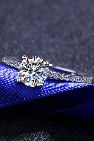 1 Carat Moissanite Rhodium-Plated Side Stone Ring 1 Carat Moissanite Rhodium-Plated Side Stone Ring