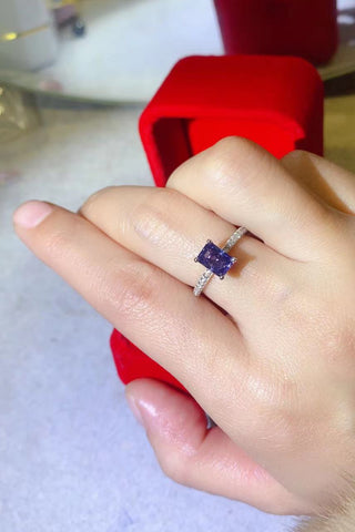 1 Carat Moissanite 925 Sterling Silver Rectangle Ring in Blue 1 Carat Moissanite 925 Sterling Silver Rectangle Ring in Blue