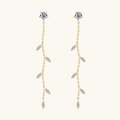 1.38 Carat Moissanite 925 Sterling Silver Leaf Earrings 1.38 Carat Moissanite 925 Sterling Silver Leaf Earrings