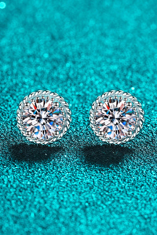 1 Carat Moissanite Rhodium-Plated Round Stud Earrings 1 Carat Moissanite Rhodium-Plated Round Stud Earrings