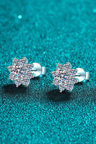 1 Carat Moissanite 925 Sterling Silver Flower Earrings 1 Carat Moissanite 925 Sterling Silver Flower Earrings