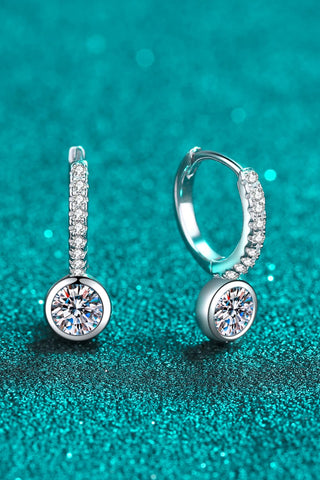 1 Carat Moissanite Rhodium-Plated Drop Earrings 1 Carat Moissanite Rhodium-Plated Drop Earrings