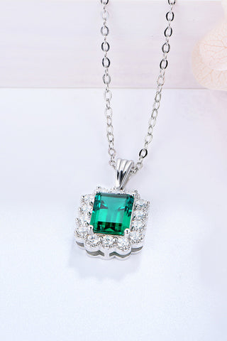 1.5 Carat Lab-Grown Emerald Pendant 925 Sterling Silver Necklace 1.5 Carat Lab-Grown Emerald Pendant 925 Sterling Silver Necklace