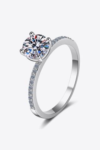 1 Carat Moissanite Rhodium-Plated Side Stone Ring 1 Carat Moissanite Rhodium-Plated Side Stone Ring
