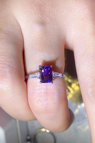 1 Carat Moissanite Platinum-Plated Rectangle Ring in Purple 1 Carat Moissanite Platinum-Plated Rectangle Ring in Purple