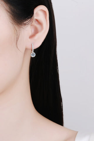 1 Carat Moissanite Rhodium-Plated Drop Earrings 1 Carat Moissanite Rhodium-Plated Drop Earrings