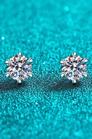1 Carat Moissanite Rhodium-Plated Stud Earrings 1 Carat Moissanite Rhodium-Plated Stud Earrings
