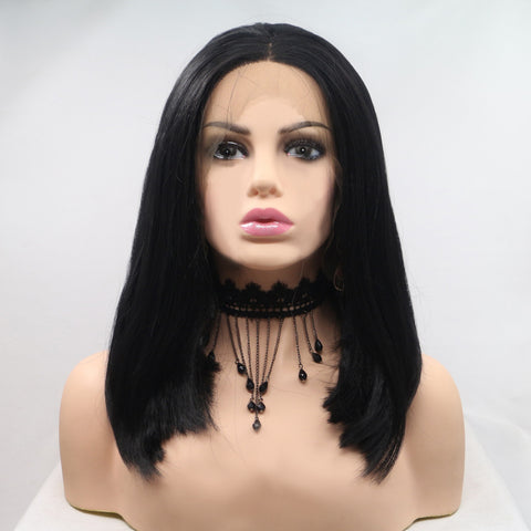 13*3" Lace Front Wigs Synthetic Mid-length Straight 12" 130% Density 13*3" Lace Front Wigs Synthetic Mid-length Straight 12" 130% Density