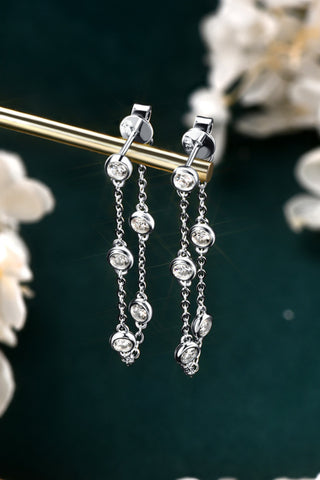 1 Carat Moissanite 925 Sterling Silver Chain Earrings 1 Carat Moissanite 925 Sterling Silver Chain Earrings
