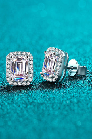 1 Carat Moissanite Rhodium-Plated Square Stud Earrings 1 Carat Moissanite Rhodium-Plated Square Stud Earrings