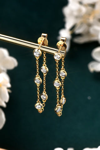 1 Carat Moissanite 925 Sterling Silver Chain Earrings 1 Carat Moissanite 925 Sterling Silver Chain Earrings