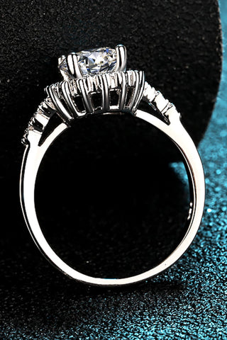 1 Carat Moissanite Rhodium-Plated Halo Ring 1 Carat Moissanite Rhodium-Plated Halo Ring