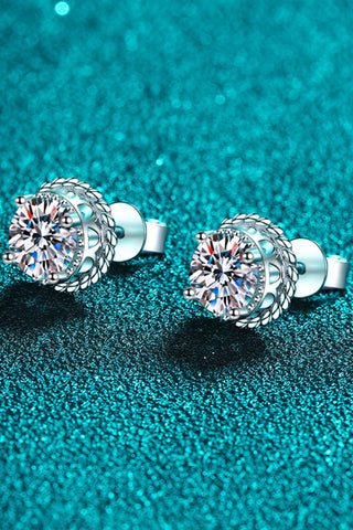 1 Carat Moissanite Rhodium-Plated Round Stud Earrings 1 Carat Moissanite Rhodium-Plated Round Stud Earrings