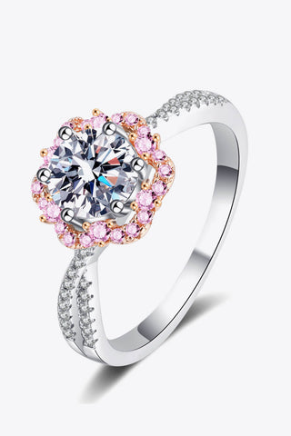 1 Carat Moissanite Flower-Shaped Crisscross Ring 1 Carat Moissanite Flower-Shaped Crisscross Ring