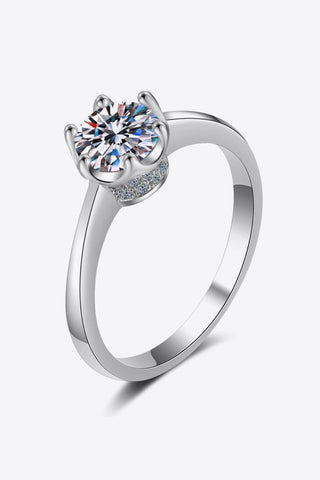 1 Carat Moissanite Rhodium-Plated Solitaire Ring 1 Carat Moissanite Rhodium-Plated Solitaire Ring