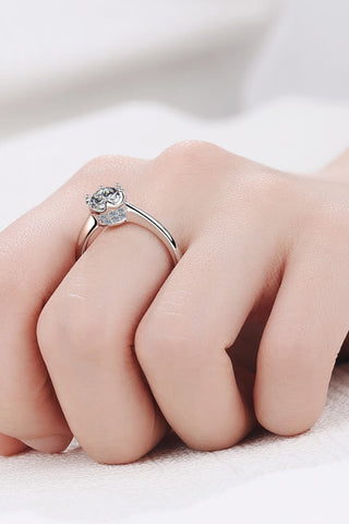 1 Carat Moissanite Rhodium-Plated Solitaire Ring 1 Carat Moissanite Rhodium-Plated Solitaire Ring
