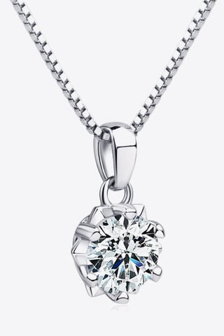 1 Carat Moissanite Pendant Platinum-Plated Necklace 1 Carat Moissanite Pendant Platinum-Plated Necklace