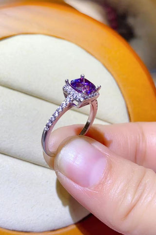 1 Carat Moissanite Platinum-Plated Square Ring 1 Carat Moissanite Platinum-Plated Square Ring