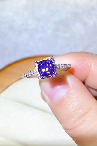 1 Carat Moissanite Platinum-Plated Square Ring 1 Carat Moissanite Platinum-Plated Square Ring