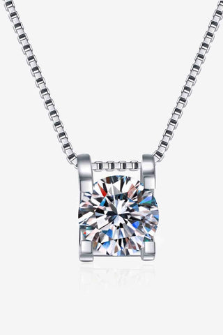 1 Carat Moissanite 925 Sterling Silver Chain Necklace 1 Carat Moissanite 925 Sterling Silver Chain Necklace