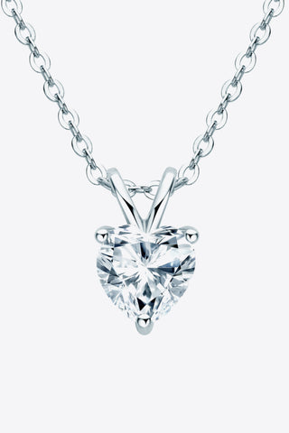 1 Carat Moissanite Heart-Shaped Pendant Necklace 1 Carat Moissanite Heart-Shaped Pendant Necklace