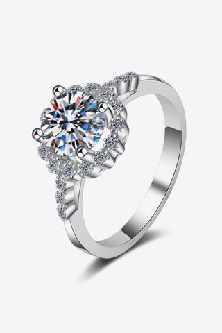 1 Carat Moissanite Rhodium-Plated Halo Ring 1 Carat Moissanite Rhodium-Plated Halo Ring