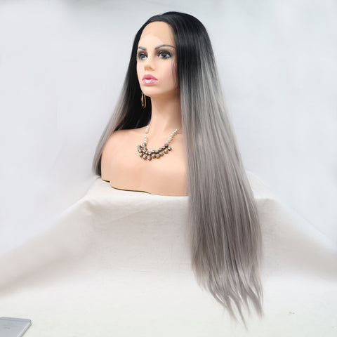 13*3" Lace Front Wigs Synthetic Long Straight 24" 130% Density 13*3" Lace Front Wigs Synthetic Long Straight 24" 130% Density