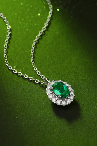 1.5 Carat Lab-Grown Emerald 925 Sterling Silver Necklace 1.5 Carat Lab-Grown Emerald 925 Sterling Silver Necklace