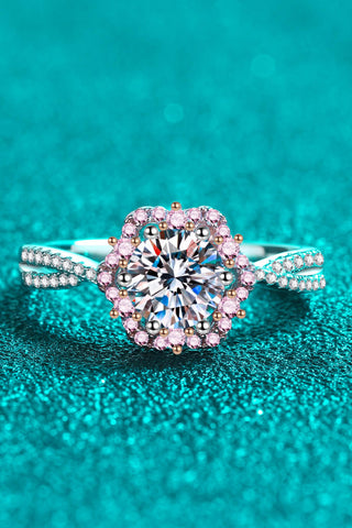 1 Carat Moissanite Flower-Shaped Crisscross Ring 1 Carat Moissanite Flower-Shaped Crisscross Ring