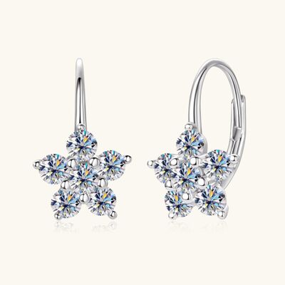1.2 Carat 925 Sterling Silver Moissanite Flower Huggie Earrings 1.2 Carat 925 Sterling Silver Moissanite Flower Huggie Earrings
