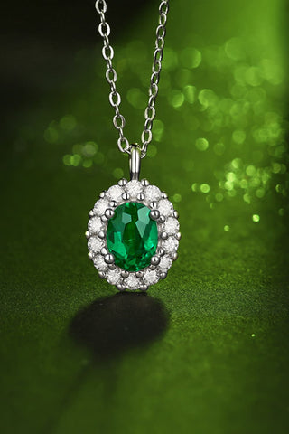 1.5 Carat Lab-Grown Emerald 925 Sterling Silver Necklace 1.5 Carat Lab-Grown Emerald 925 Sterling Silver Necklace