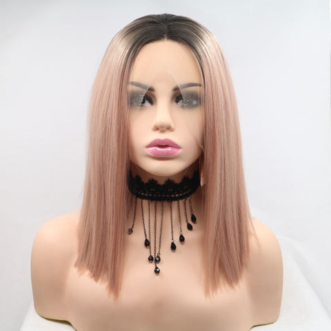 13*3" Lace Front Wigs Synthetic Mid-length Straight 12" 130% Density 13*3" Lace Front Wigs Synthetic Mid-length Straight 12" 130% Density