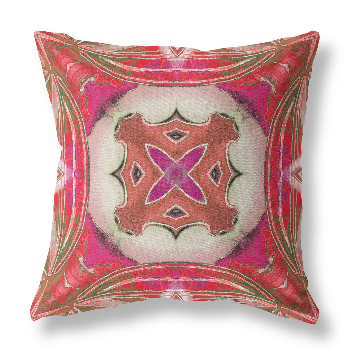 20"x20" Hot Pink Gray Zippered Suede Geometric Throw Pillow