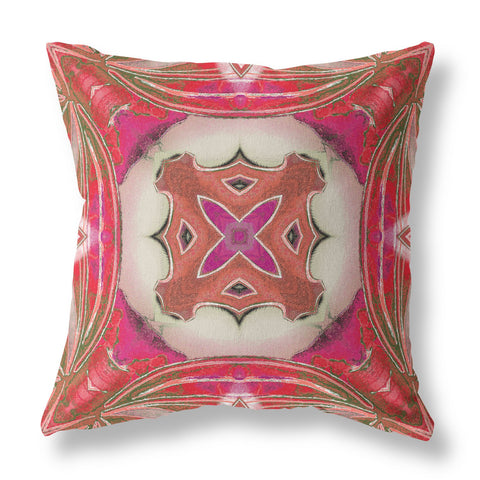 20"x20" Hot Pink Gray Zippered Suede Geometric Throw Pillow