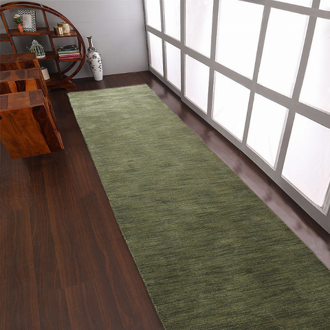 Rugsotic Carpets Hand Knotted Loom Wool Runner Area Rug Solid