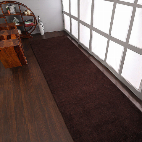 Rugsotic Carpets Hand Knotted Loom Wool Runner Area Rug Solid