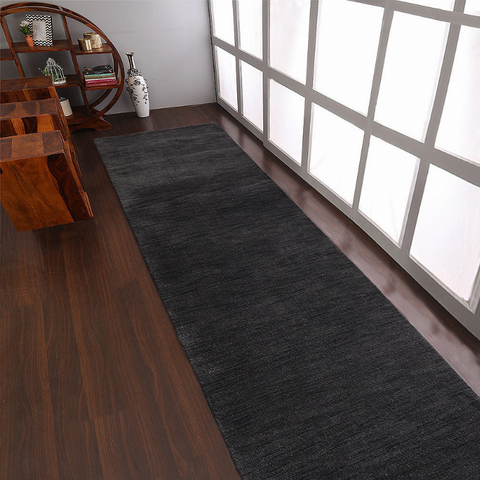 Rugsotic Carpets Hand Knotted Loom Wool Runner Area Rug Solid