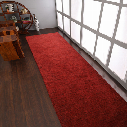 Rugsotic Carpets Hand Knotted Loom Wool Runner Area Rug Solid
