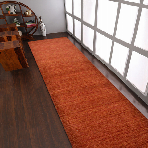 Rugsotic Carpets Hand Knotted Loom Wool Runner Area Rug Solid