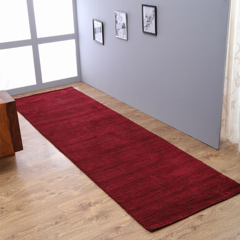 Rugsotic Carpets Hand Knotted Loom Wool Runner Area Rug Solid