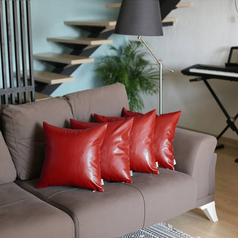 Bohemian Vegan Faux Leather Throw Pillow