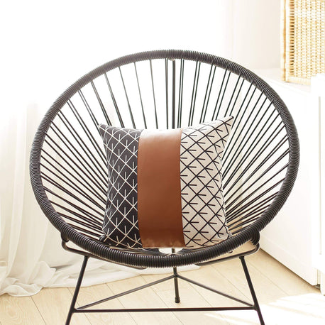 Bohemian Vegan Faux Leather Throw Pillow