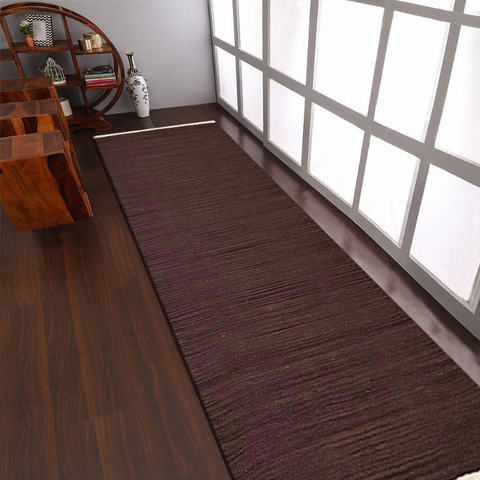 Rugsotic Carpets Hand Woven Flat Weave Kilim Wool Runner Area Rug Solid