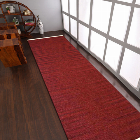 Rugsotic Carpets Hand Woven Flat Weave Kilim Wool Runner Area Rug Solid
