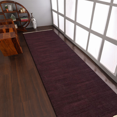 Rugsotic Carpets Hand Woven Flat Weave Kilim Wool Runner Area Rug Solid