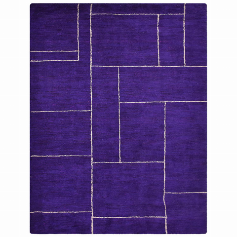 Rugsotic Carpets Hand Knotted Loom Silk Mix Area Rug Geometric
