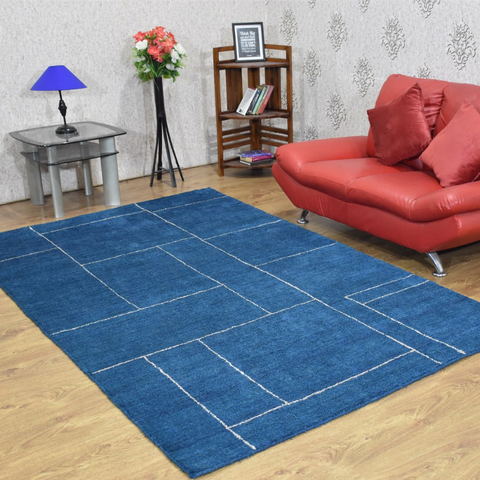 Rugsotic Carpets Hand Knotted Loom Silk Mix Area Rug Geometric