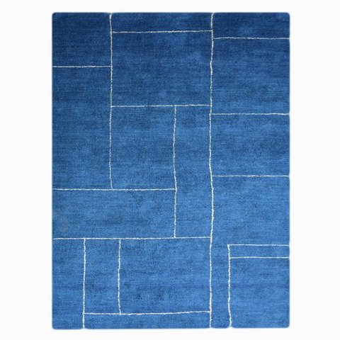 Rugsotic Carpets Hand Knotted Loom Silk Mix Area Rug Geometric