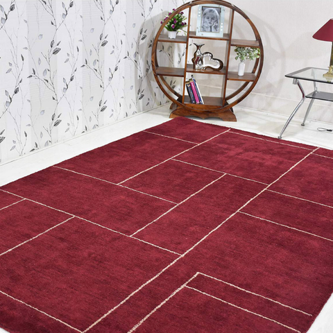 Rugsotic Carpets Hand Knotted Loom Silk Mix Area Rug Geometric