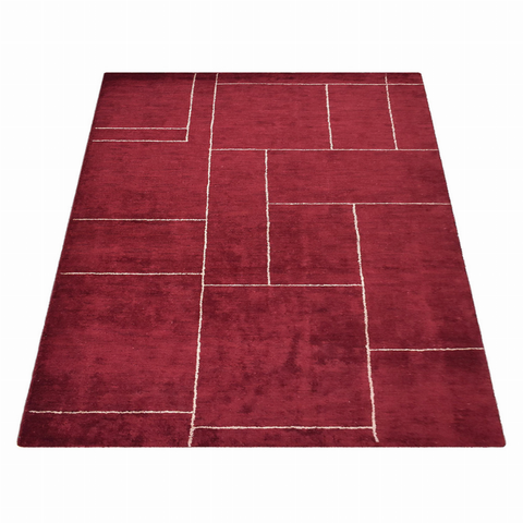 Rugsotic Carpets Hand Knotted Loom Silk Mix Area Rug Geometric